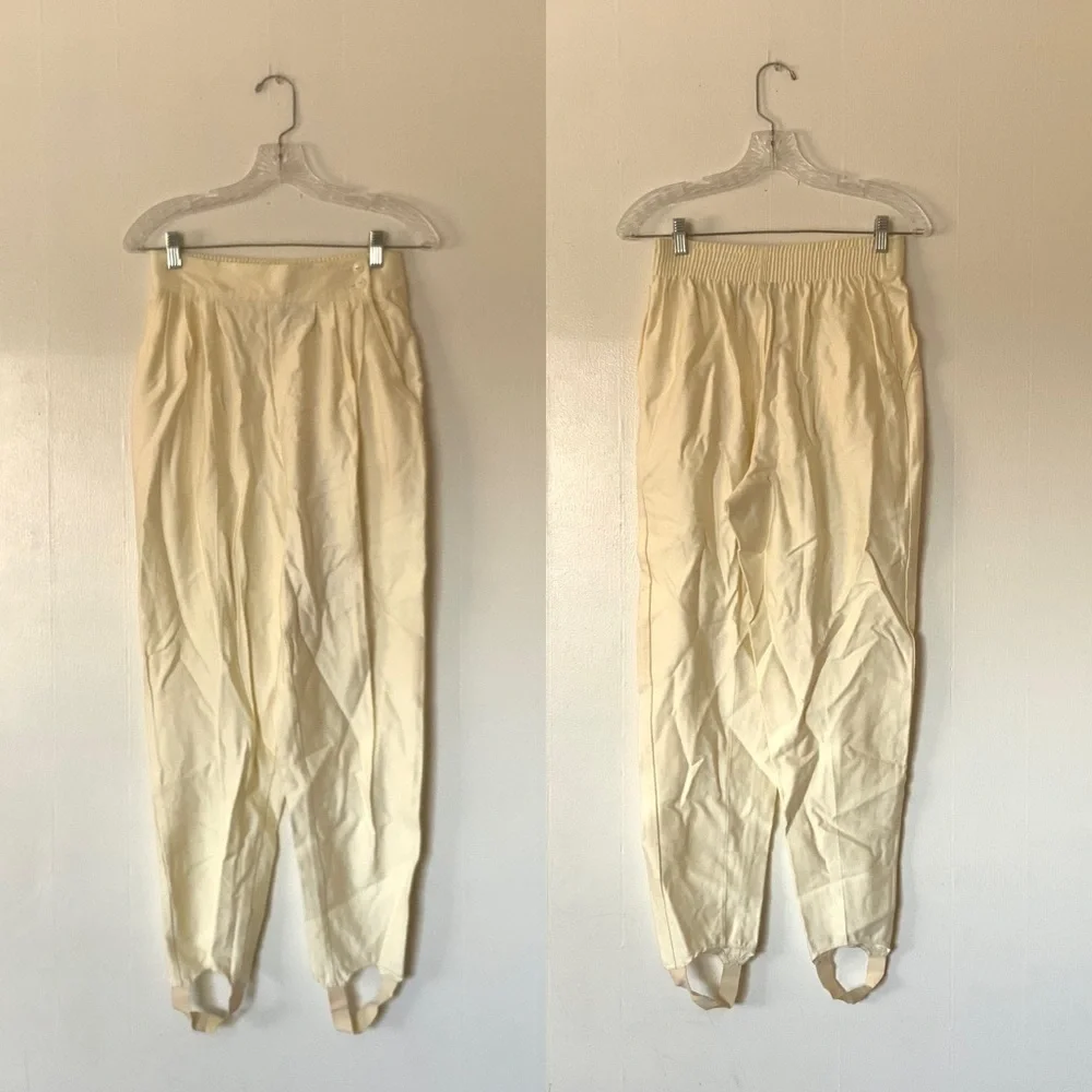 𝅺VINTAGE 80s Barrie Stephen's Cream Stirrup Pants